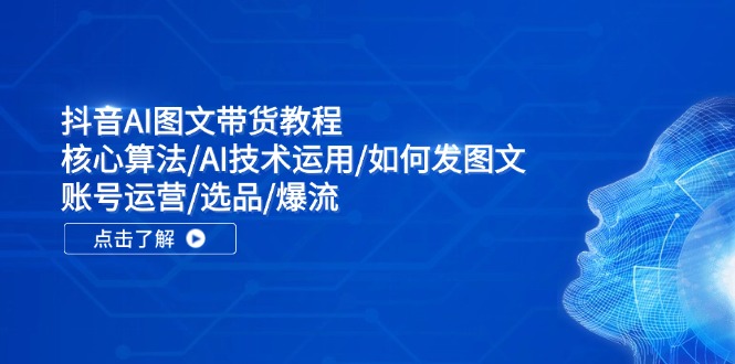 （11958期）抖音AI图文带货教程：核心算法/AI技术运用/如何发图文/账号运营/选品/爆流-创大侠