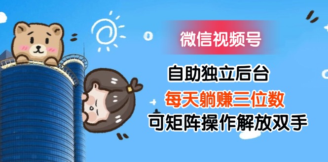 (11910期)微信视频号自助独立后台每天躺赚三位数可矩阵操作解放双手-创大侠